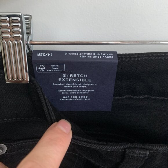 GAP Curvy True Skinny Jeans Black Mid Rise Sz 32 / 14 Regular NWT - Picture 8 of 11